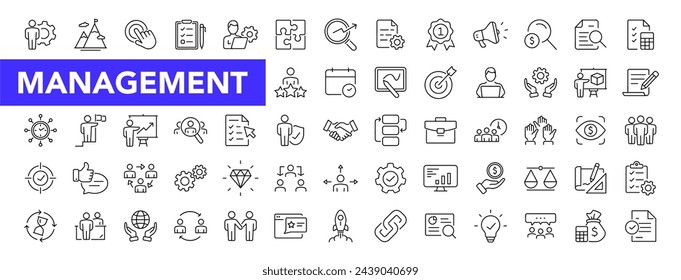 Management icon set with editable stroke. Business Management thin line icon collection. Vector illustration