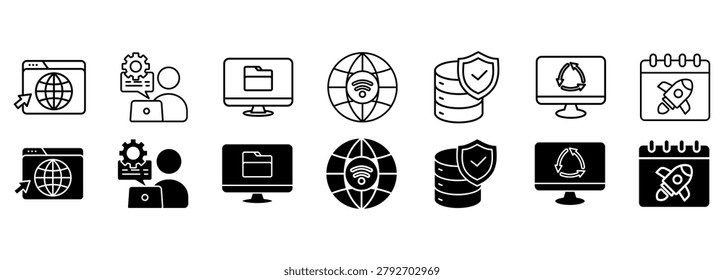 management icon set. editing and modifying vector illustration
