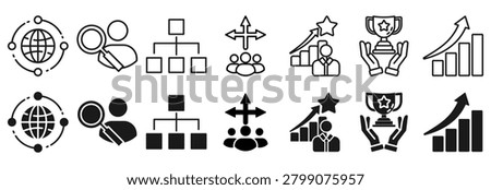 Management icon set. Organization and opportunity symbol