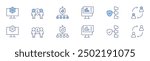 Management icon set in two styles, Duotone and Thin Line style. Editable stroke. system, analysis, people, time management, data management, change.