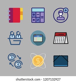 management icon set. vector set about agenda, meeting, exchange and file storage icons set.