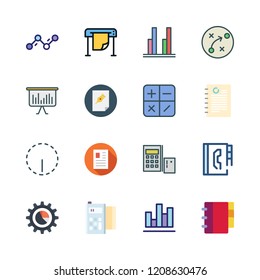 management icon set. vector set about technology, printing, bar chart and document icons set.