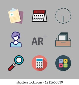 management icon set. vector set about options, loupe, calculator and user icons set.