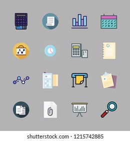 management icon set. vector set about line chart, bar chart, loupe and file icons set.