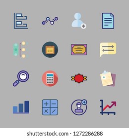 management icon set. vector set about documents, file, certificate and add user icons set.