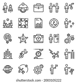 Management icon set - vector illustration . administration, working, organization, teamwork, project, time, cooperation, decision, business, thin line icons .