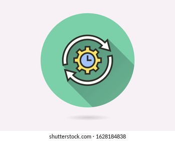 Management icon. Simple illustration with long shadow isolated for graphic and web design.