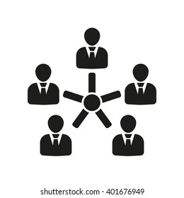 The management icon. Team and group, teamwork, people, alliance symbol. UI. Web. Logo. Sign. Flat design. App. Stock vector