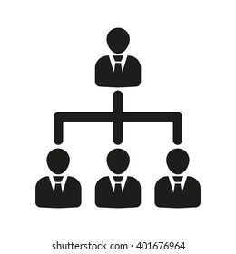 The management icon. Team and group, teamwork, people, alliance symbol. UI. Web. Logo. Sign. Flat design. App. Stock vector