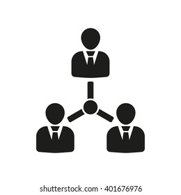 The management icon. Team and group, teamwork, people, alliance symbol. UI. Web. Logo. Sign. Flat design. App. Stock vector