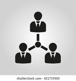 The management icon. Team and group, teamwork, people, alliance symbol. UI. Web. Logo. Sign. Flat design. App. Stock vector