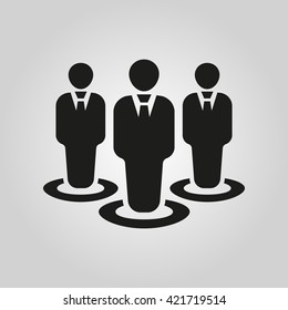 The management icon. Team and group, teamwork, people, alliance symbol. UI. Web. Logo. Sign. Flat design. App. Stock vector