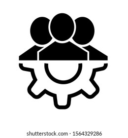 Management Icon. Teamwork management icon. Business team. Company leader, supervisor. Partnership icon. Organization workforce. Facility