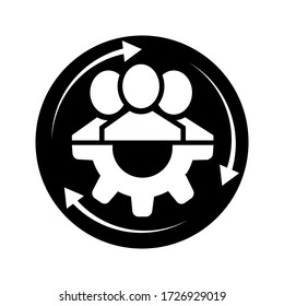 Management Icon. Teamwork management icon. Business team. Company leader, supervisor. Partnership icon. Organization workforce. Facility