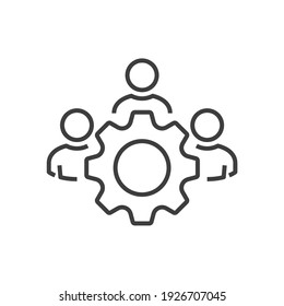 Management Icon. Teamwork management icon. Business team. Company leader, supervisor. Partnership icon. Organization workforce. Facility