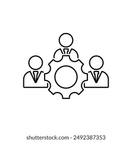 Management Icon. Teamwork management icon. Business team. Company leader, supervisor. Partnership icon. Organization workforce. Facility