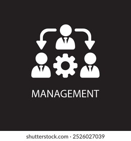 Management Icon. Teamwork management icon. Business team. Company leader, supervisor. Partnership icon. Organization workforce. Fa. Management icon flat style