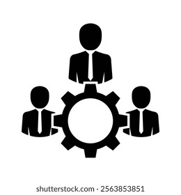 Management Icon. Teamwork management icon. Business team. Company leader, supervisor. Partnership icon. Organization workforce. Facility