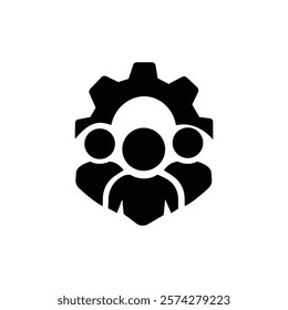 Management Icon. Teamwork management icon. Business team. Company leader, supervisor. Partnership icon. Organization workforce. Facility.