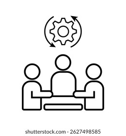Management Icon. Teamwork management icon. Business team. Company leader, supervisor. Partnership icon. Organization workforce. Facility