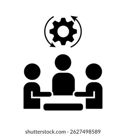 Management Icon. Teamwork management icon. Business team. Company leader, supervisor. Partnership icon. Organization workforce. Facility