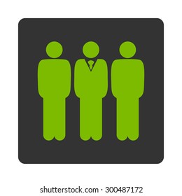Management icon. This flat rounded square button uses eco green and gray colors and isolated on a white background.