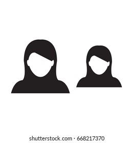 Management icon vector female group of persons symbol avatar for business in flat color glyph pictogram illustration
