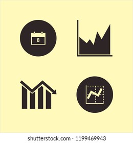 management icon. management vector icons set graph, descending graph and march calendar