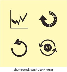 management icon. management vector icons set recycle hours, graph and reload arrow