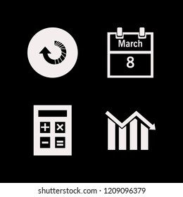 management icon. management vector icons set calculator, descending graph, march calendar and reload arrow