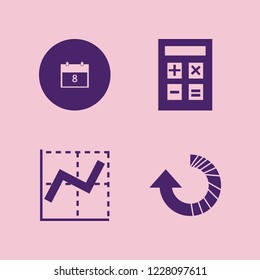management icon. management vector icons set reload arrow, graph, calculator and march calendar