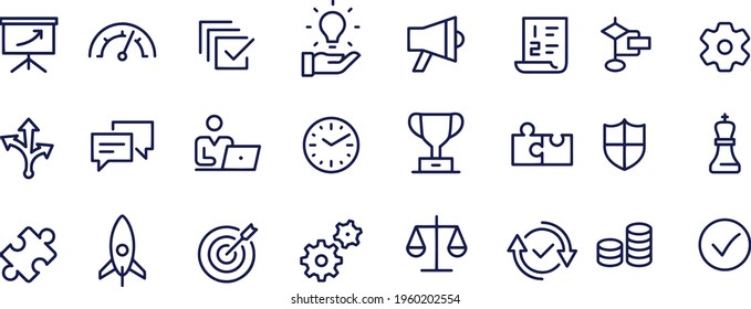 Management Icons outline vector design 