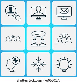 Management Icons Set With Business Aim, Online Identity, Open Vacancy And Other Human Mind Elements. Isolated Vector Illustration Management Icons.
