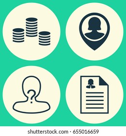Management Icons Set. Collection Of Anonymous, Pin Employee, Female Application And Other Elements. Also Includes Symbols Such As Vacancy, Money, Anonymous.