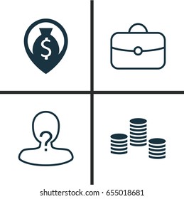 Management Icons Set. Collection Of Briefcase, Money, Anonymous And Other Elements. Also Includes Symbols Such As Coins, Suitcase, Pin.
