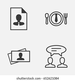 Management Icons Set. Collection Of Calling Card, Dinner, Dialogue And Other Elements. Also Includes Symbols Such As Cv, Business, Vacancy.