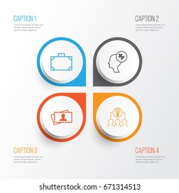 Management Icons Set. Collection Of Calling Card, Human Mind, Collaborative Solution And Other Elements. Also Includes Symbols Such As Idea, Card, Suitcase.