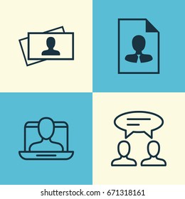 Management Icons Set. Collection Of Calling Card, Social Profile, Dialogue And Other Elements. Also Includes Symbols Such As Chat, Profile, Card.