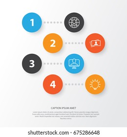 Management Icons Set. Collection Of Calling Card, Great Glimpse, Online Identity And Other Elements. Also Includes Symbols Such As Card, Idea, Trade.