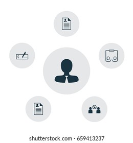 Management Icons Set. Collection Of Curriculum Vitae, Bank Payment, Manager And Other Elements. Also Includes Symbols Such As Resume, Man, Conference.