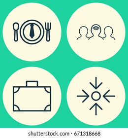 Management Icons Set. Collection Of Dinner, Coaching, Portfolio And Other Elements. Also Includes Symbols Such As Target, Suitcase, Coaching.