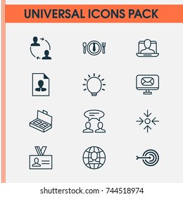 Management Icons Set. Collection Of Email, Global Work, Cooperation And Other Elements. Also Includes Symbols Such As Document, Chat, Cv.
