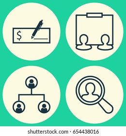 Management Icons Set. Collection Of Find Employee, Bank Payment, Publicity And Other Elements. Also Includes Symbols Such As Organisation, Dollar, Search.