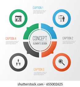 Management Icons Set. Collection Of Group Organization, Project Targets, Solution Demonstration And Other Elements. Also Includes Symbols Such As Statistic, Presentation, Team.
