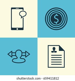 Management Icons Set. Collection Of Messaging, Curriculum Vitae, Business Goal And Other Elements. Also Includes Symbols Such As Reverse, Phone, Resume.