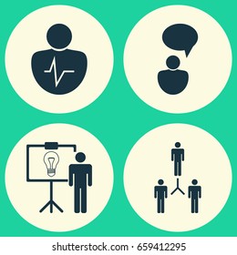 Management Icons Set. Collection Of Personal Character, Solution Demonstration, Opinion Analysis And Other Elements. Also Includes Symbols Such As Team, Cooperation, Idea.