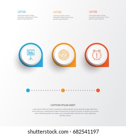 Management Icons Set. Collection Of Presentation, Time Management, Innovation And Other Elements. Also Includes Symbols Such As Date, Statistics, Brainstorm.