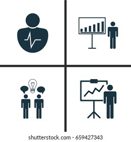 Management Icons Set. Collection Of Project Presentation, Special Demonstration, Co-Working And Other Elements. Also Includes Symbols Such As Analysis, Brainstorming, Diagram.