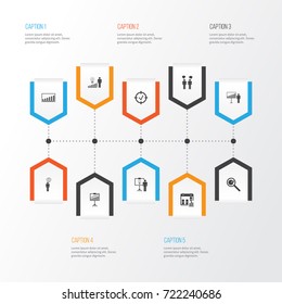 Management Icons Set. Collection Of Project Analysis, Approved Target, Report Demonstration And Other Elements. Also Includes Symbols Such As Solution, Manage, Progress.