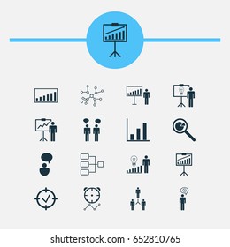 Management Icons Set. Collection Of Report Demonstration, Approved Target, Project Presentation And Other Elements. Also Includes Symbols Such As Project, Improvement, Conversation.